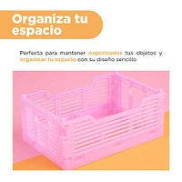 Cesta De Almacenamiento Plegable Plástico Rosa 22x15x9 Cm