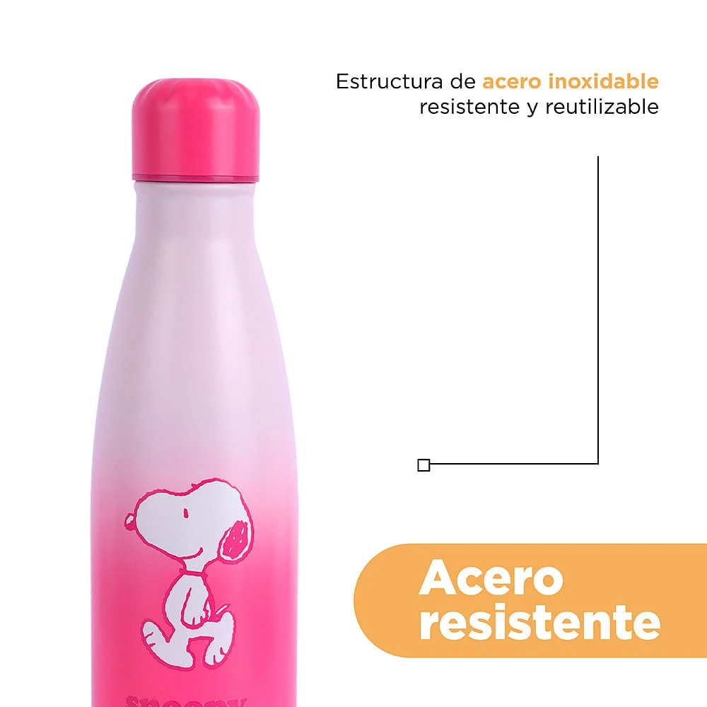 Termo Con Tapa Enroscable Snoopy Acero Inoxidable Rosa 500 ml