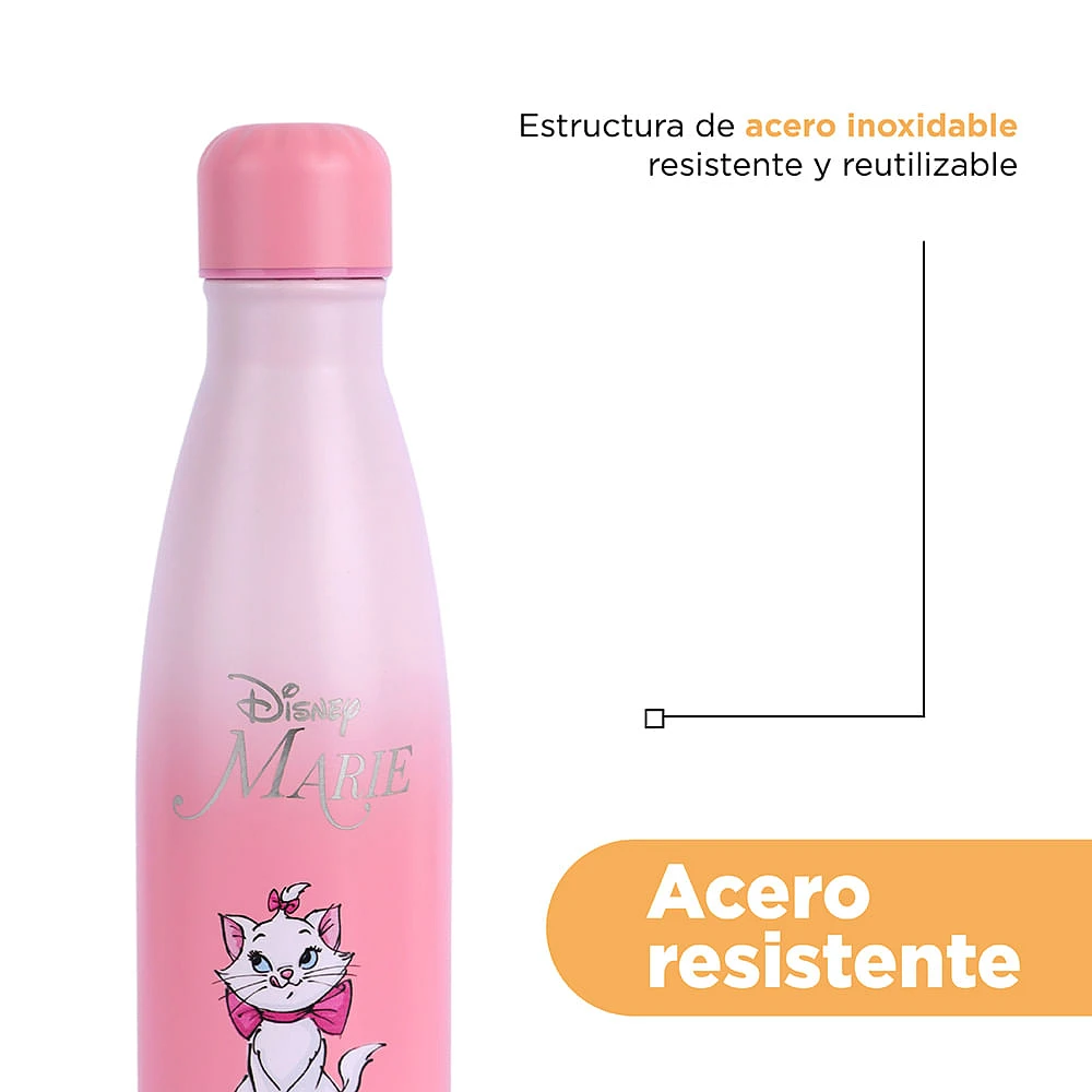 Termo Con Tapa Enroscable Disney Marie Acero Inoxidable Rosa 500 ml