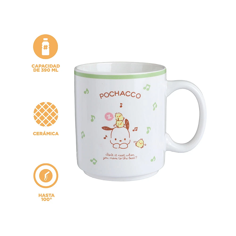 Taza Sanrio Pochacco Cerámica Blanca 390 ml