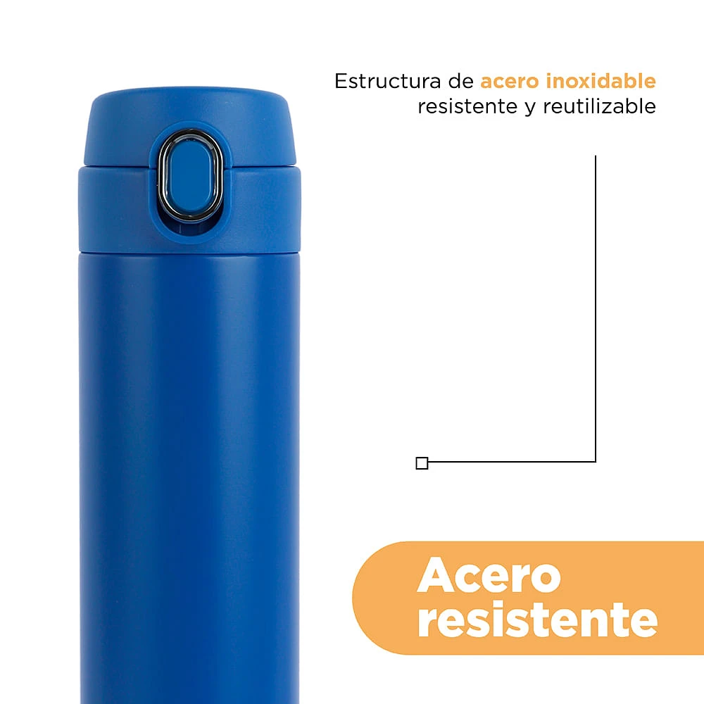 Termo Con Tapa Enroscable Miniso Acero Inoxidable Azul 420 ml