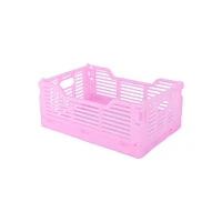 Cesta De Almacenamiento Plegable Plástico Rosa 22x15x9 Cm