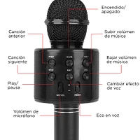 Micrófono De Karaoke Con Altavoz Inalámbrico Negro 23 cm