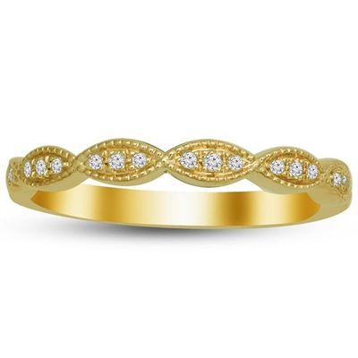 LADIES STACKABLE RINGS 1/15 CT ROUND DIAMOND 14K YELLOW GOLD
