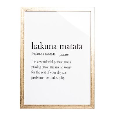 Cuadro Decorativo Hakuna Oro Jaspeado