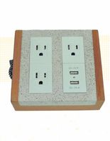 Multicontacto De 3 Puertos Eléctricos Y 2 USB Aantik Concreto Blanco Jaspeado