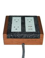 Multicontacto De 3 Puertos Eléctricos Y 2 USB Aantik Concreto Negro Jaspeado