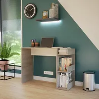 Escritorio Con Librero
 Shelf Madera Gris