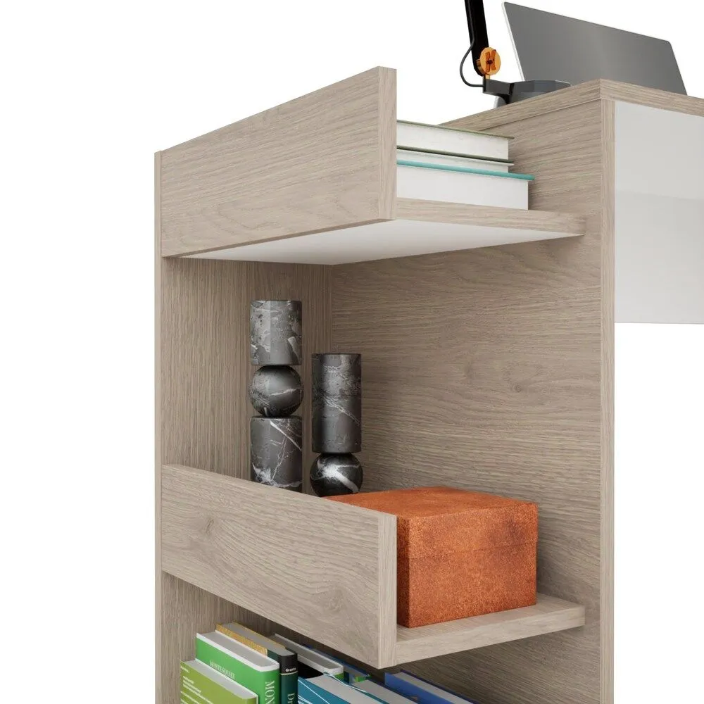 Escritorio Con Librero
 Shelf Madera Gris