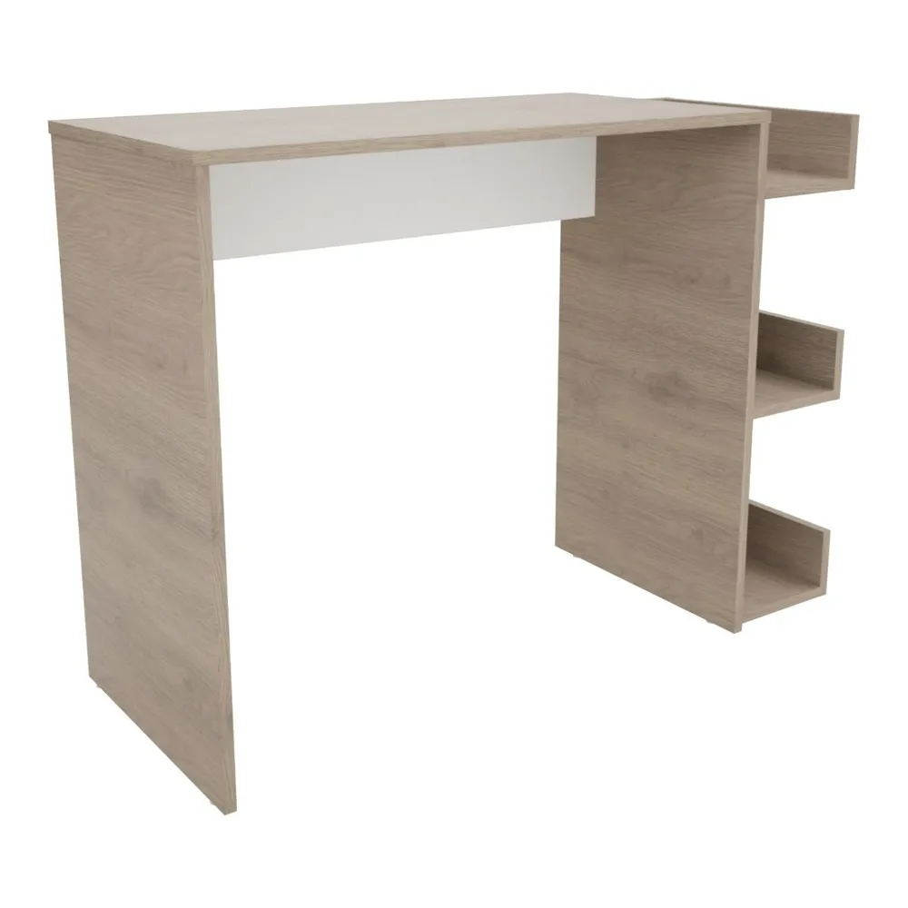 Escritorio Con Librero
 Shelf Madera Gris