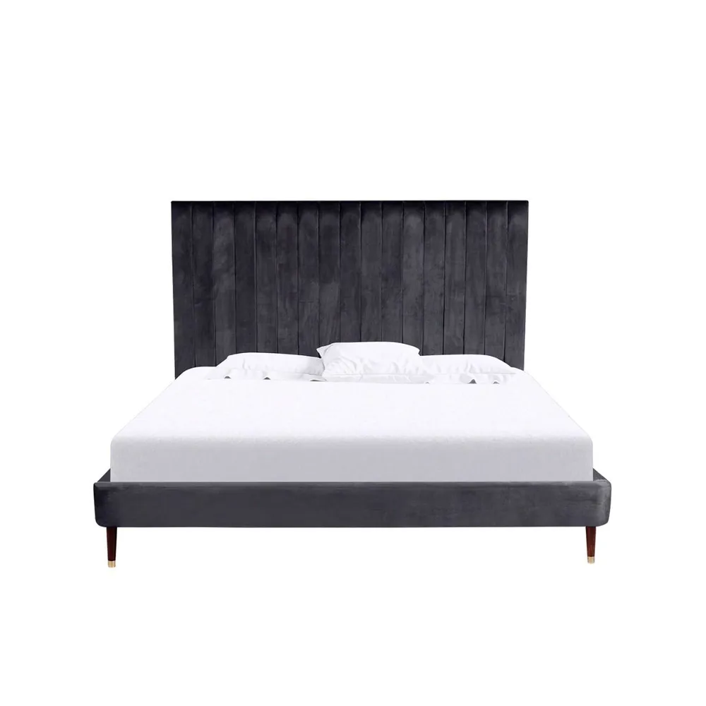 Cama King Size Witt Terciopelo Charcoal