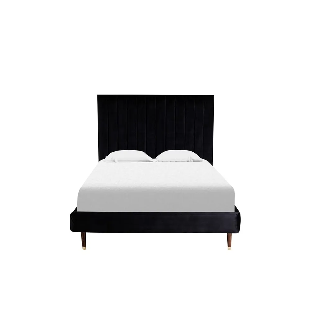 Cama Matrimonial Witt Terciopelo Negro