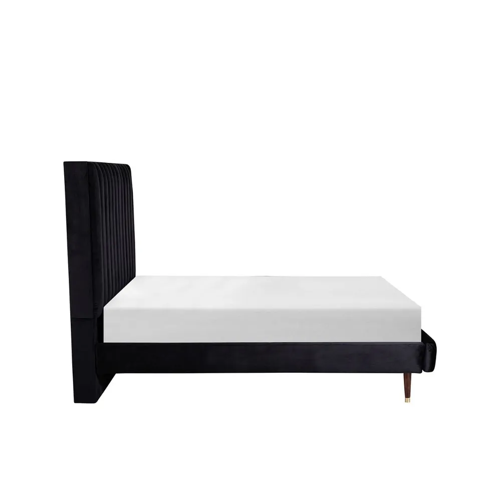 Cama Matrimonial Witt Terciopelo Negro