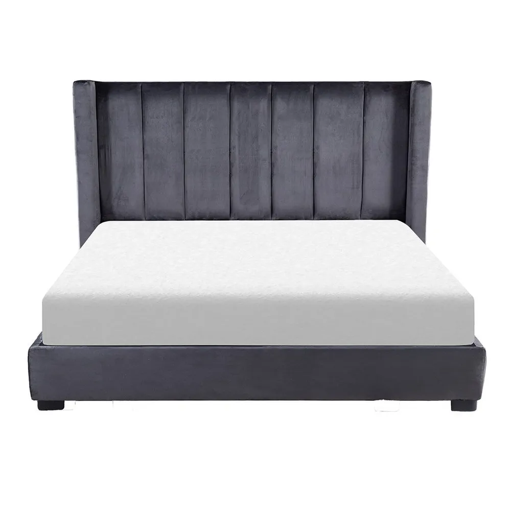 Cama King Size de Terciopelo Lenne Gris