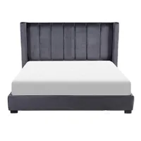 Cama King Size de Terciopelo Lenne Gris