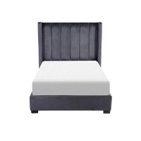 Cama Matrimonial Lenne Gris Terciopelo