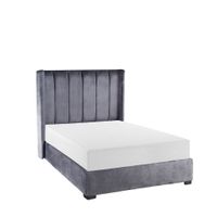 Cama Matrimonial Lenne Gris Terciopelo