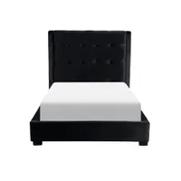 Cama Matrimonial  Khali Negro Terciopelo