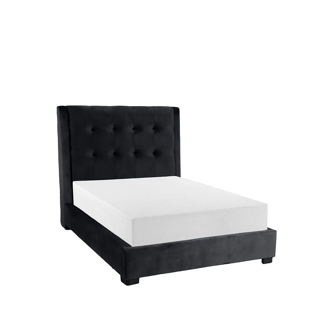 Cama Matrimonial  Khali Negro Terciopelo