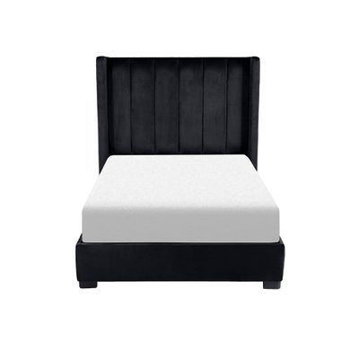 Cama Matrimonial Lenne Negro Terciopelo