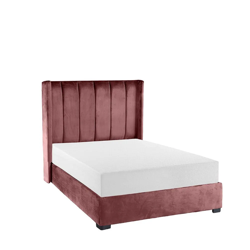 Cama Matrimonial Lenne Rosa Terciopelo