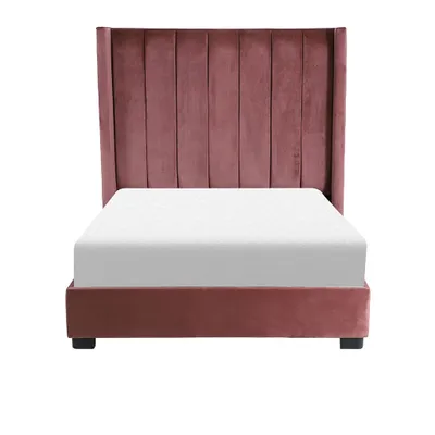 Cama Queen Size de Terciopelo Lenne Rosa