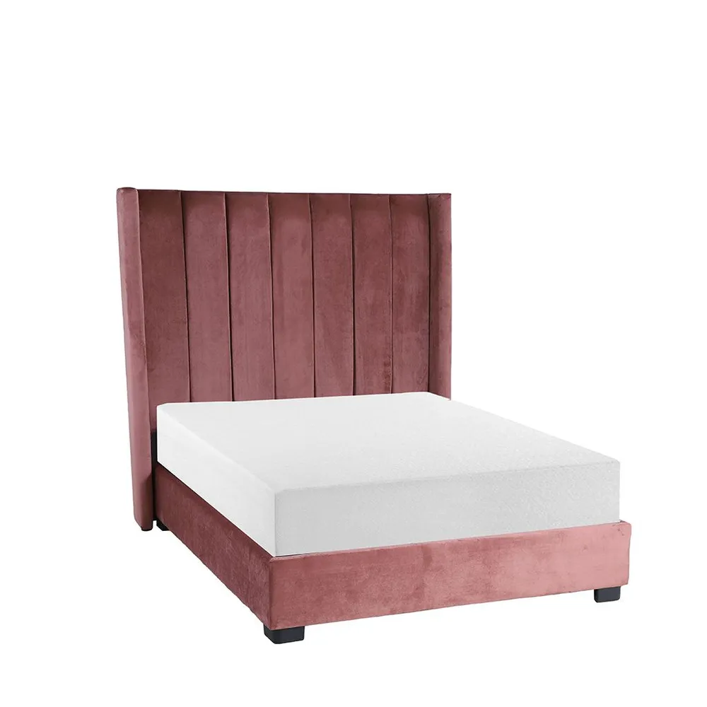 Cama Queen Size de Terciopelo Lenne Rosa