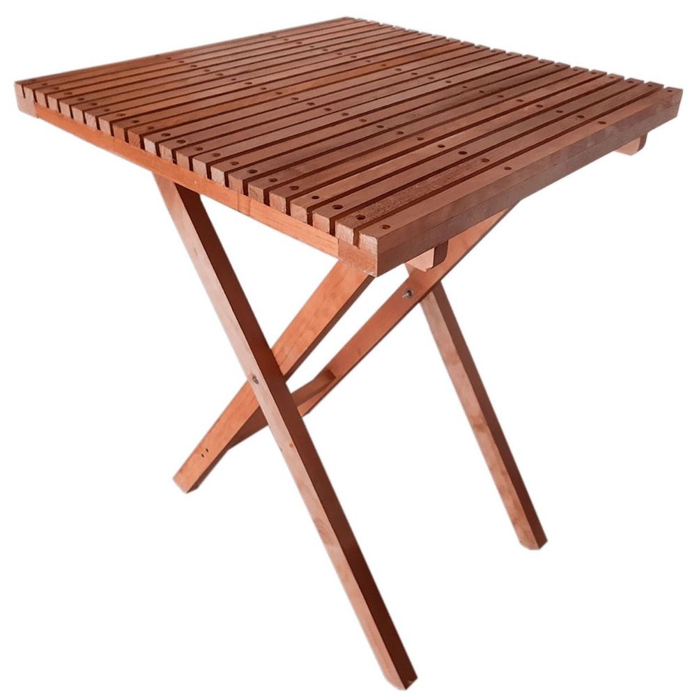 Mesa Plegable X cm Cuadrada Terraza Madera Caf