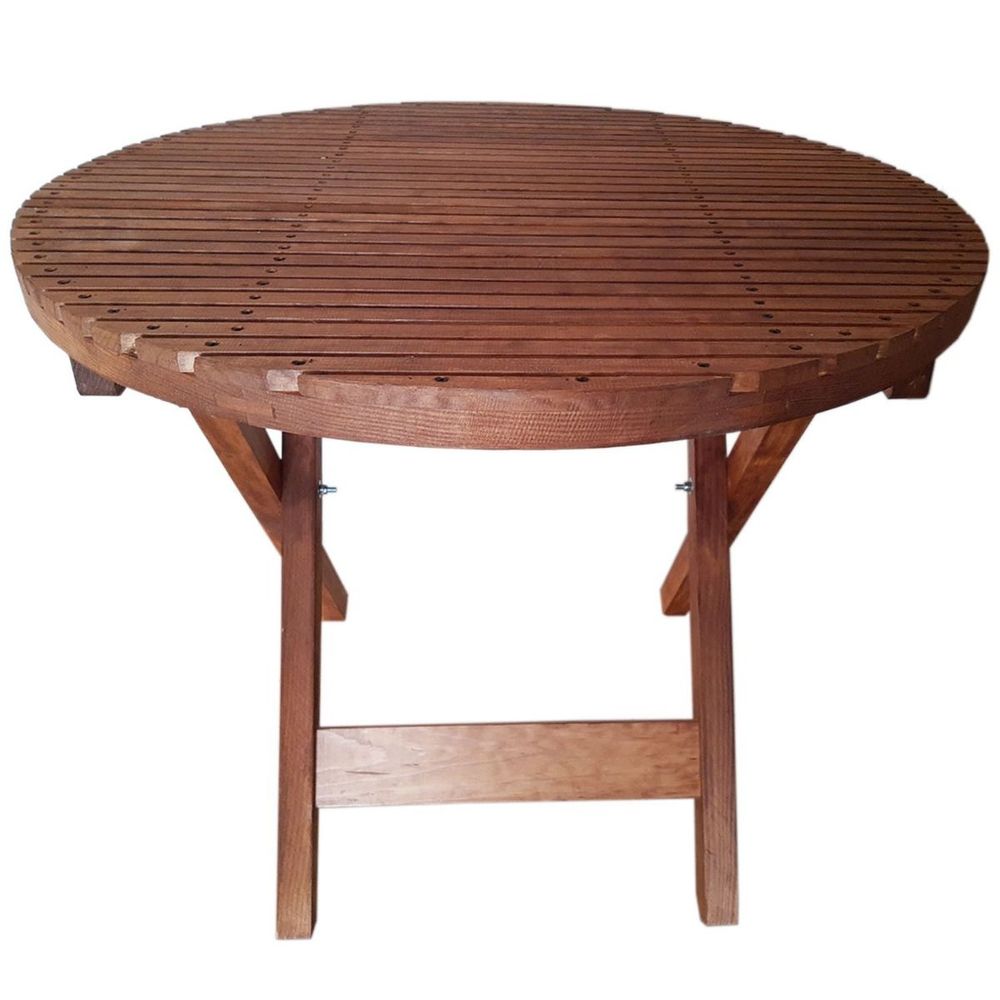 Mesa Plegable Redonda Terraza Madera Caf