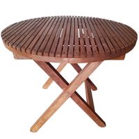 Mesa Plegable Redonda Terraza Madera Caf