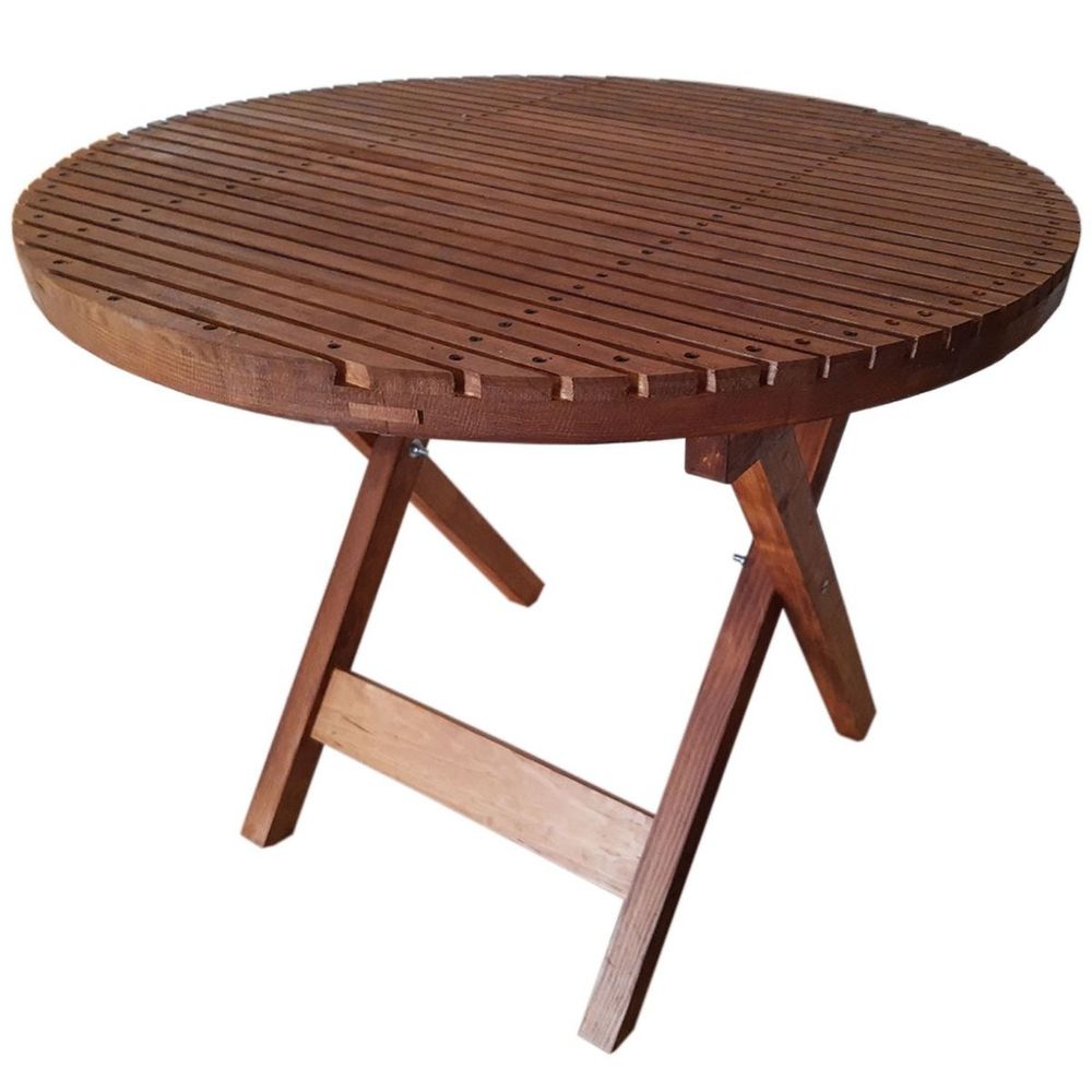 Mesa Plegable Redonda Terraza Madera Caf