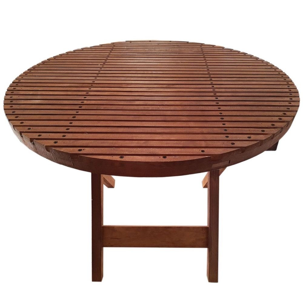 Mesa Plegable Redonda Terraza Madera Caf