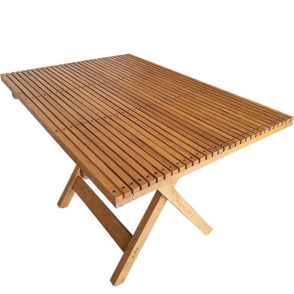 Mesa Plegable X cm Rectangular Terraza Madera Caf