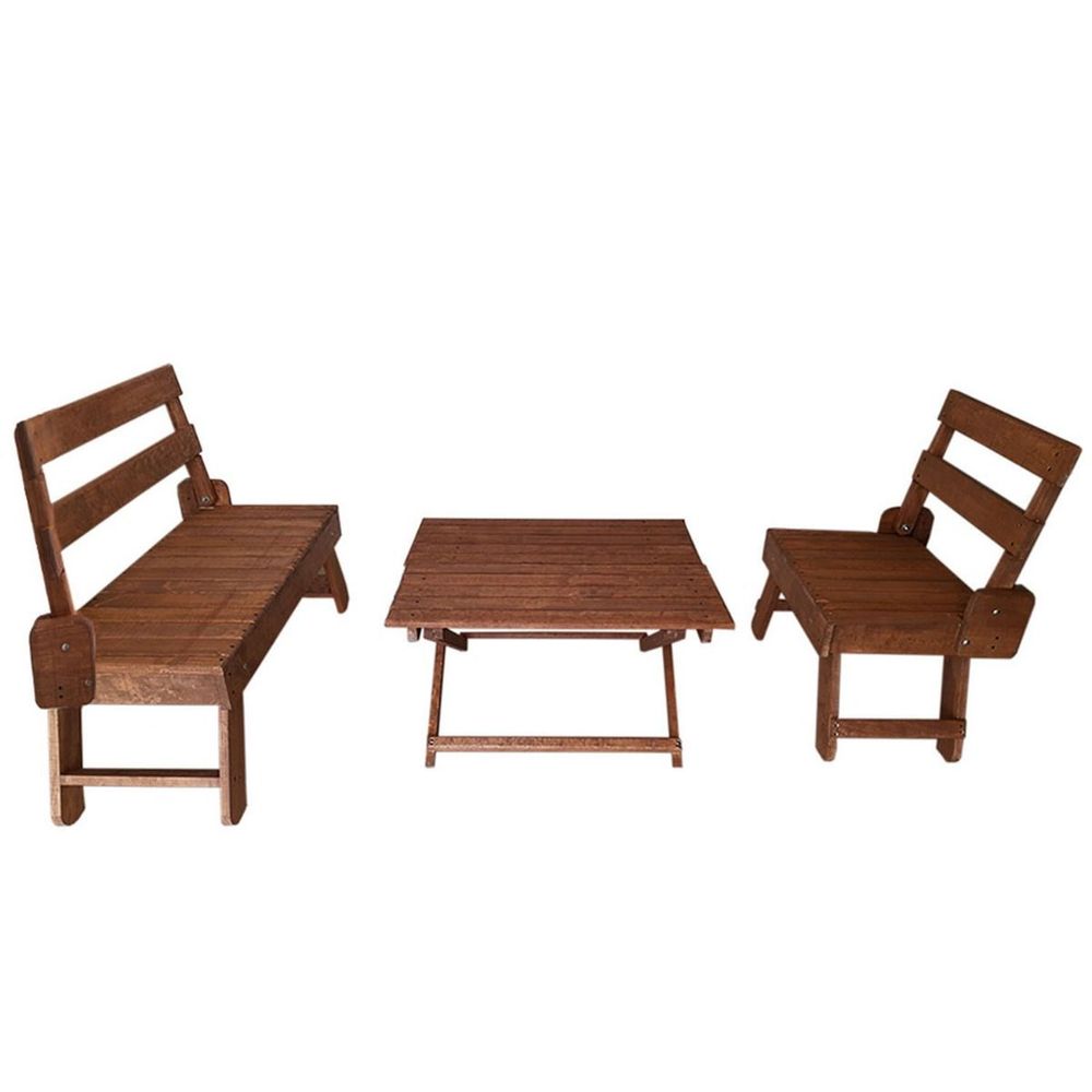 Set De Jardin Rectangular Bosque Madera Café