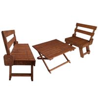 Set De Jardin Rectangular Bosque Madera Café