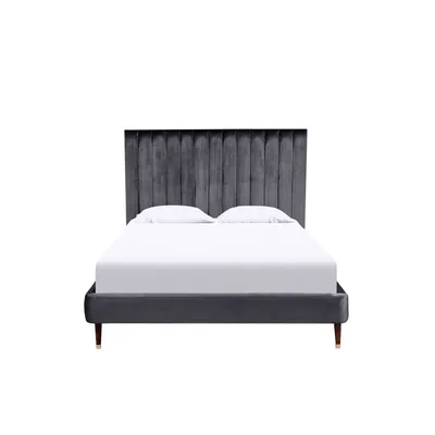 Cama Matrimonial Witt Terciopelo Charcoal