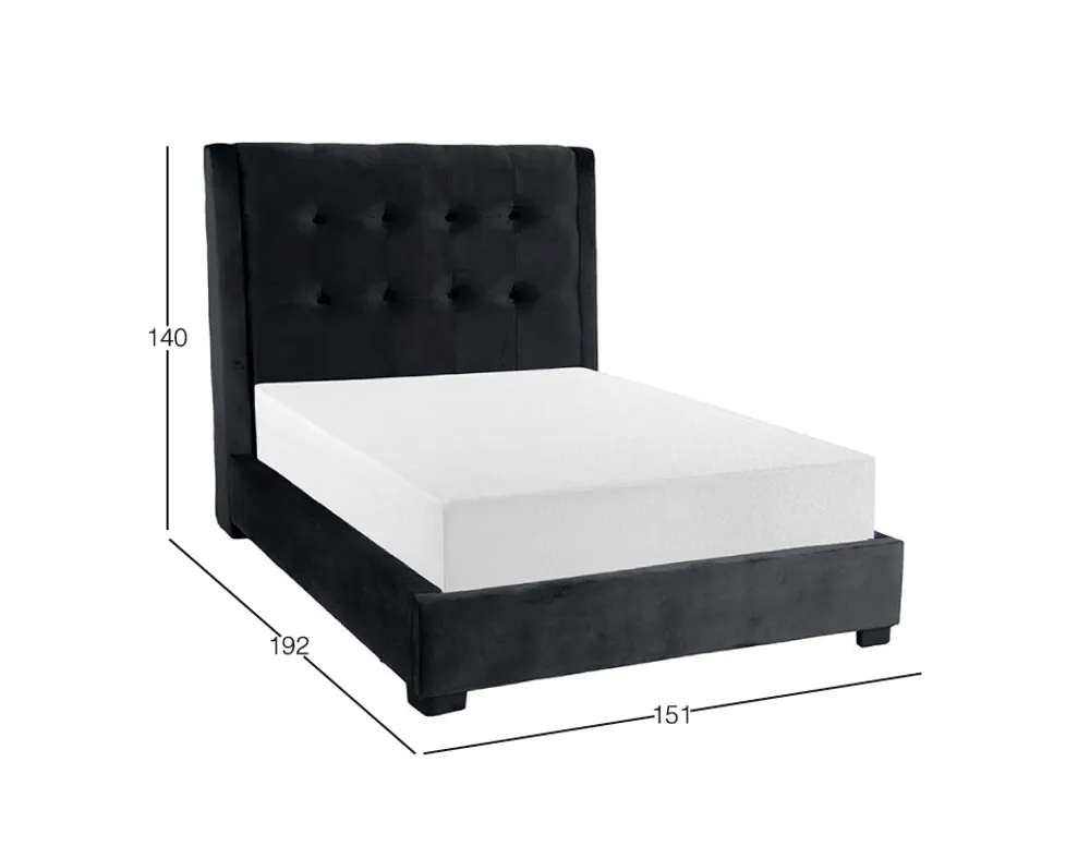 Cama Matrimonial  Khali Negro Terciopelo