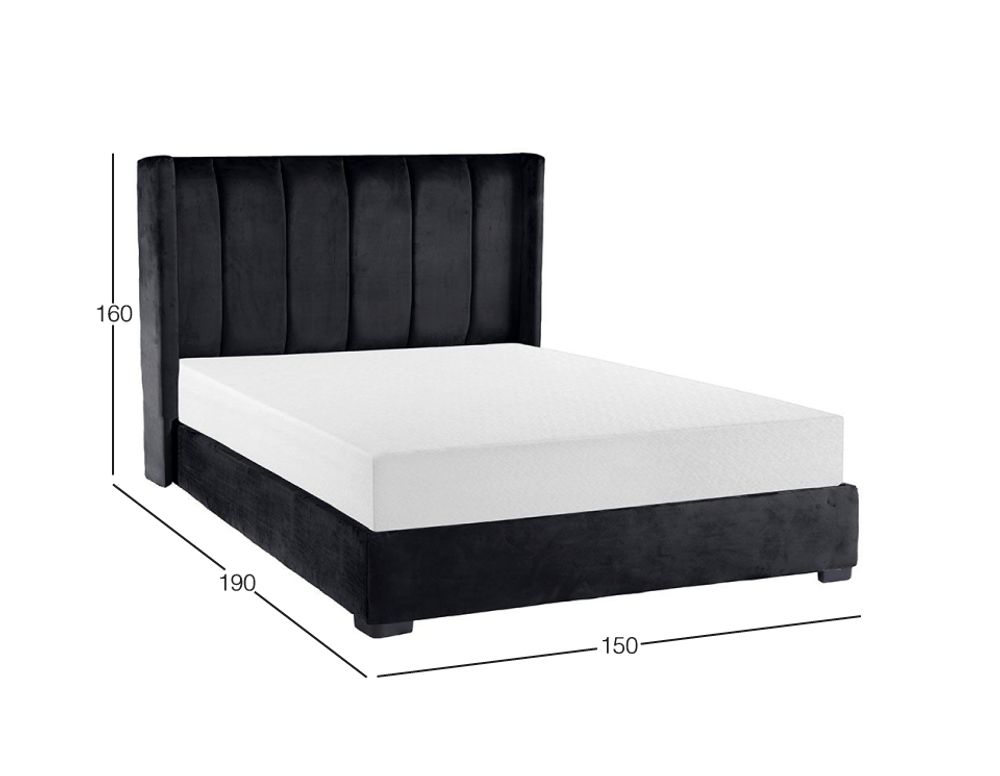 Cama Queen Size de Terciopelo Lenne Negro