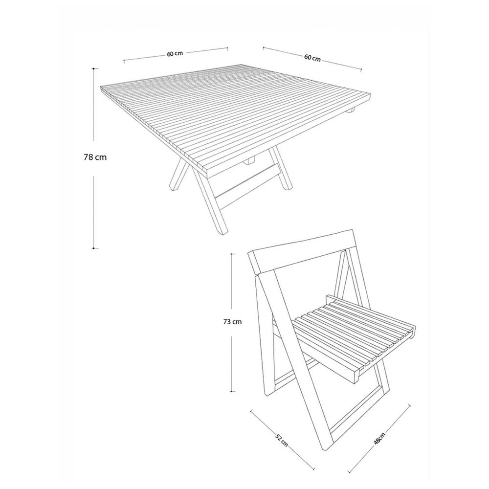 Set De Jardin X cm Piezas Cuadrada Terraza Madera Caf