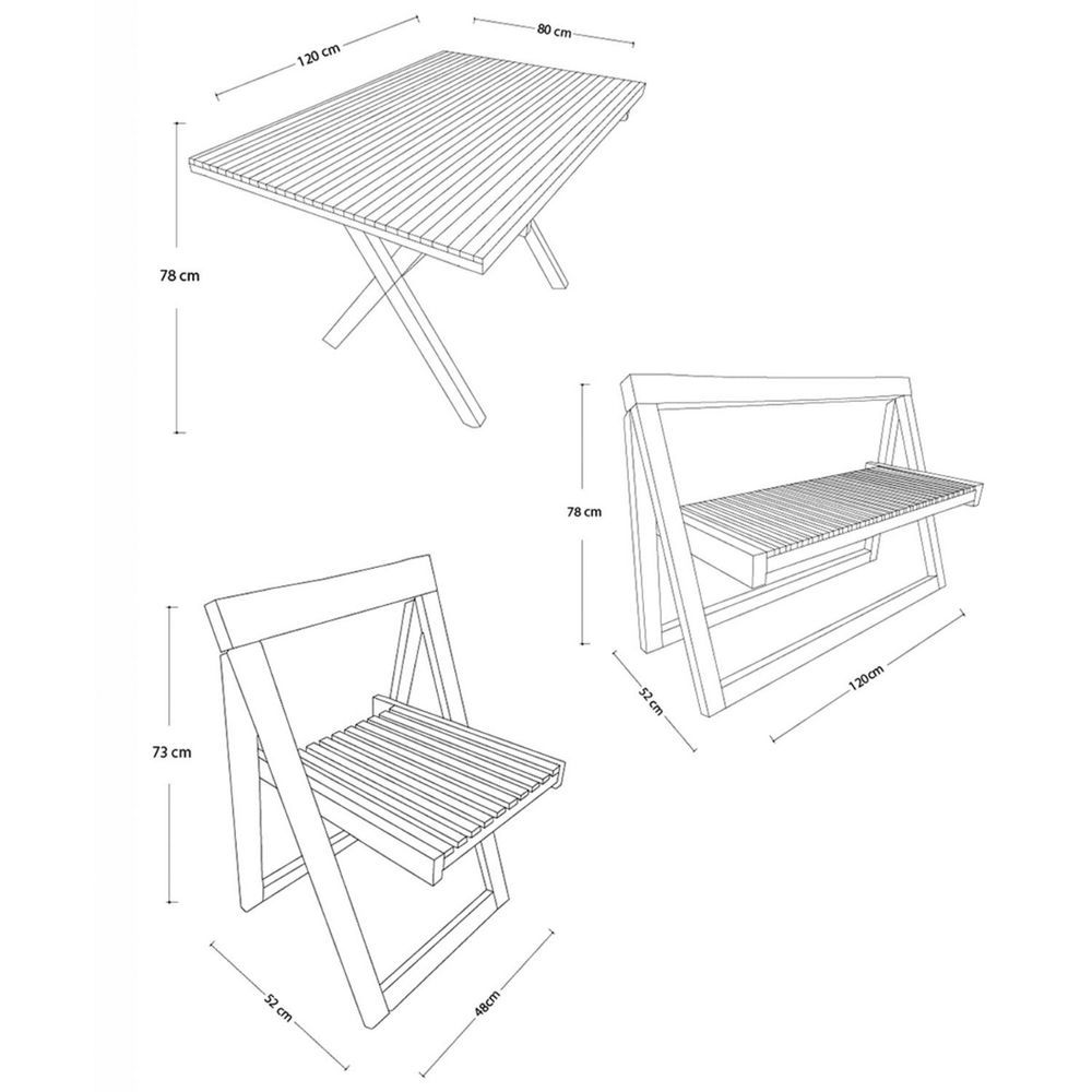 Set De Jardin Piezas Terraza Madera Caf