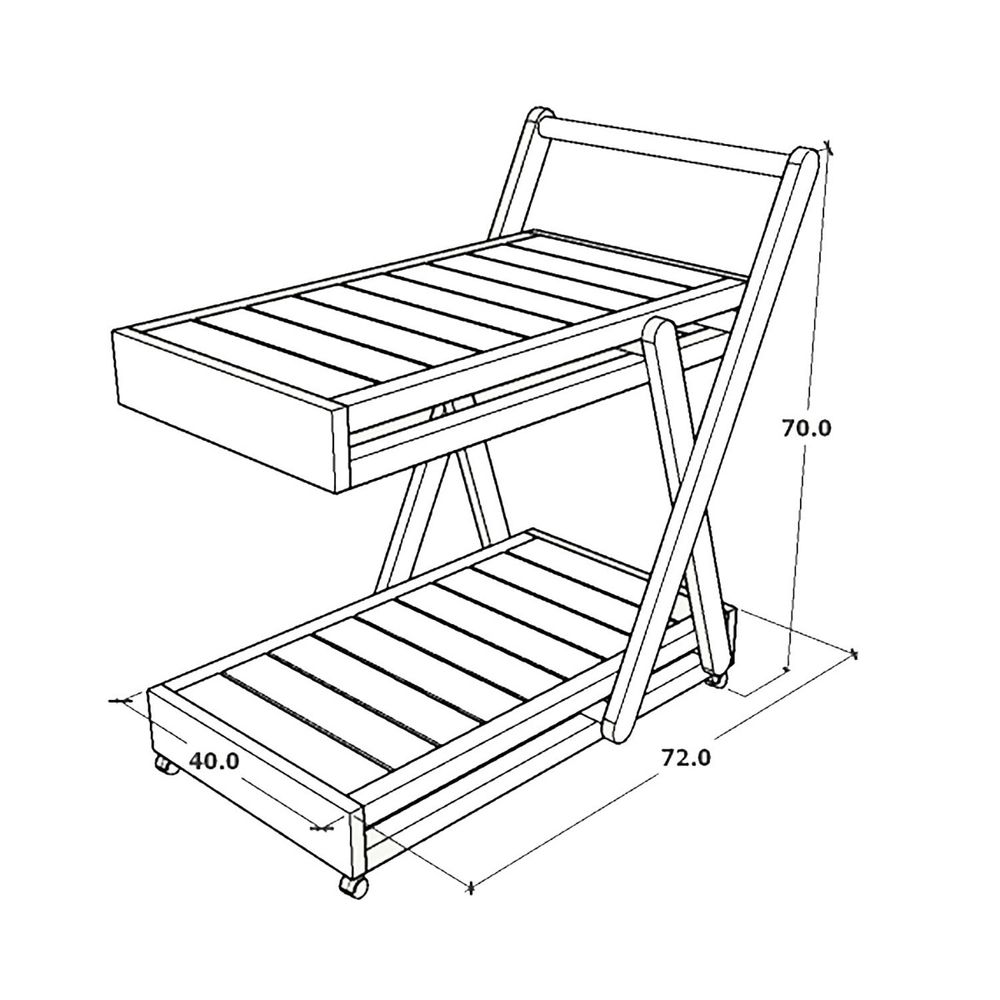 Carrito De Servicio Terraza Madera Café