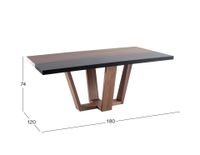 Mesa Comedor Rectangular 180 cm Marit Nogal con Negro