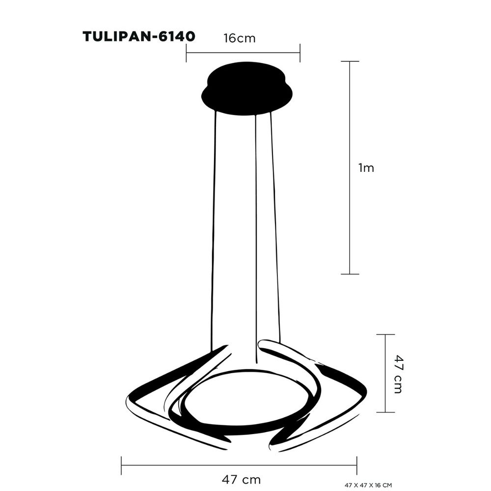 Lampara Colgante Led Tulipan Aluminio Dorado