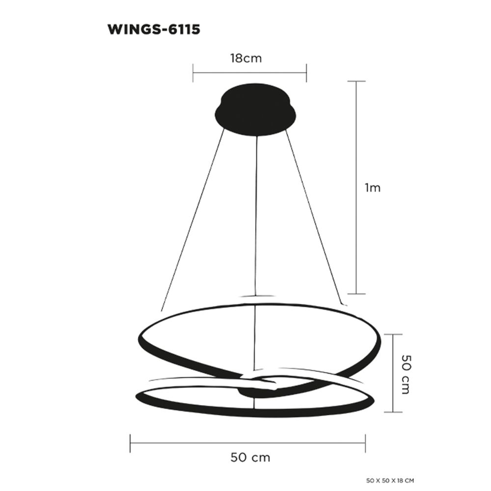 Lampara Colgante Led Wings Aluminio Negro