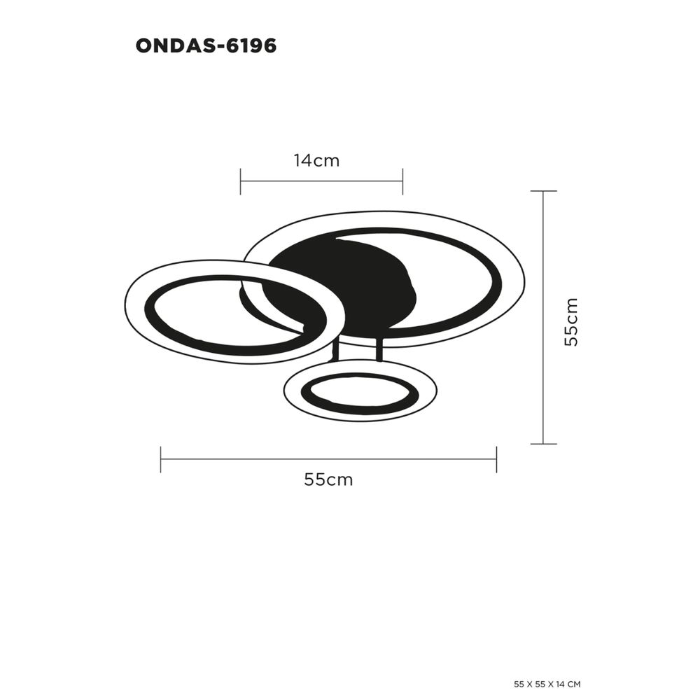 Lampara De Techo Led Ondas Aluminio Negro