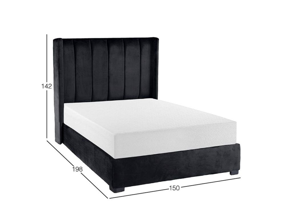 Cama Matrimonial Lenne Negro Terciopelo