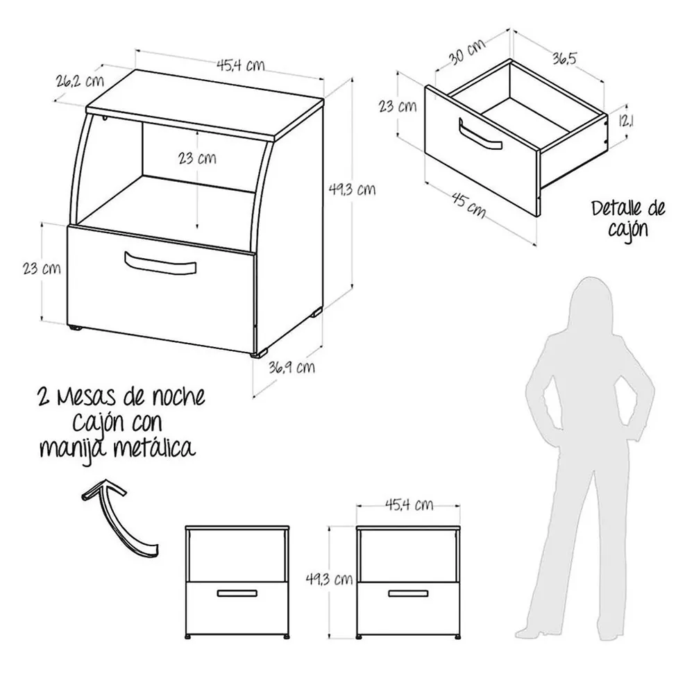 Juego De Burós Seren Madera Negro