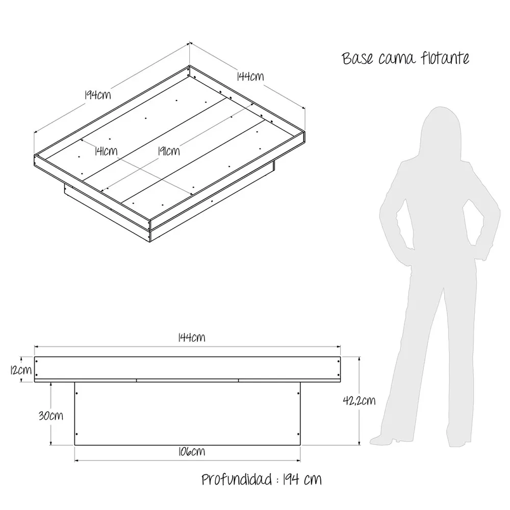 Cama Matrimonial Y 2 Buros Helga Gales