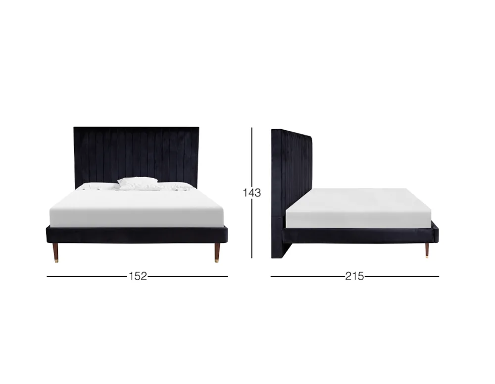 Cama Matrimonial Witt Terciopelo Negro