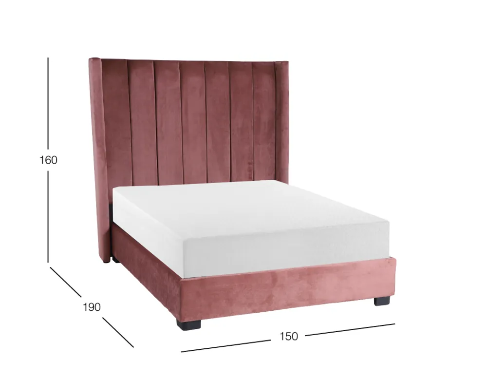 Cama Queen Size de Terciopelo Lenne Rosa